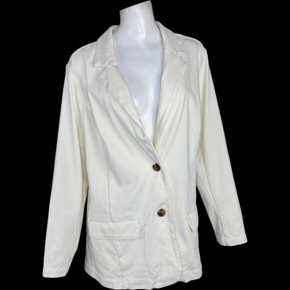 Isaac Mizrahi Live! Knit Denim Classic‎ Slimming Blazer Cream 1X NWOT Career - Picture 1 of 14